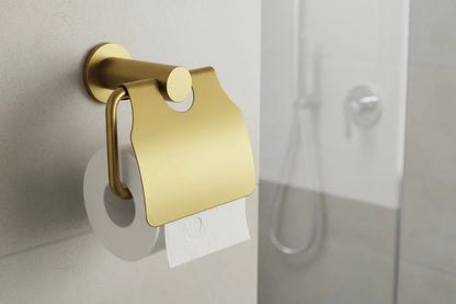SaniSupreme Aloni Toiletrolhouder met klep RVS Geborsteld Goud