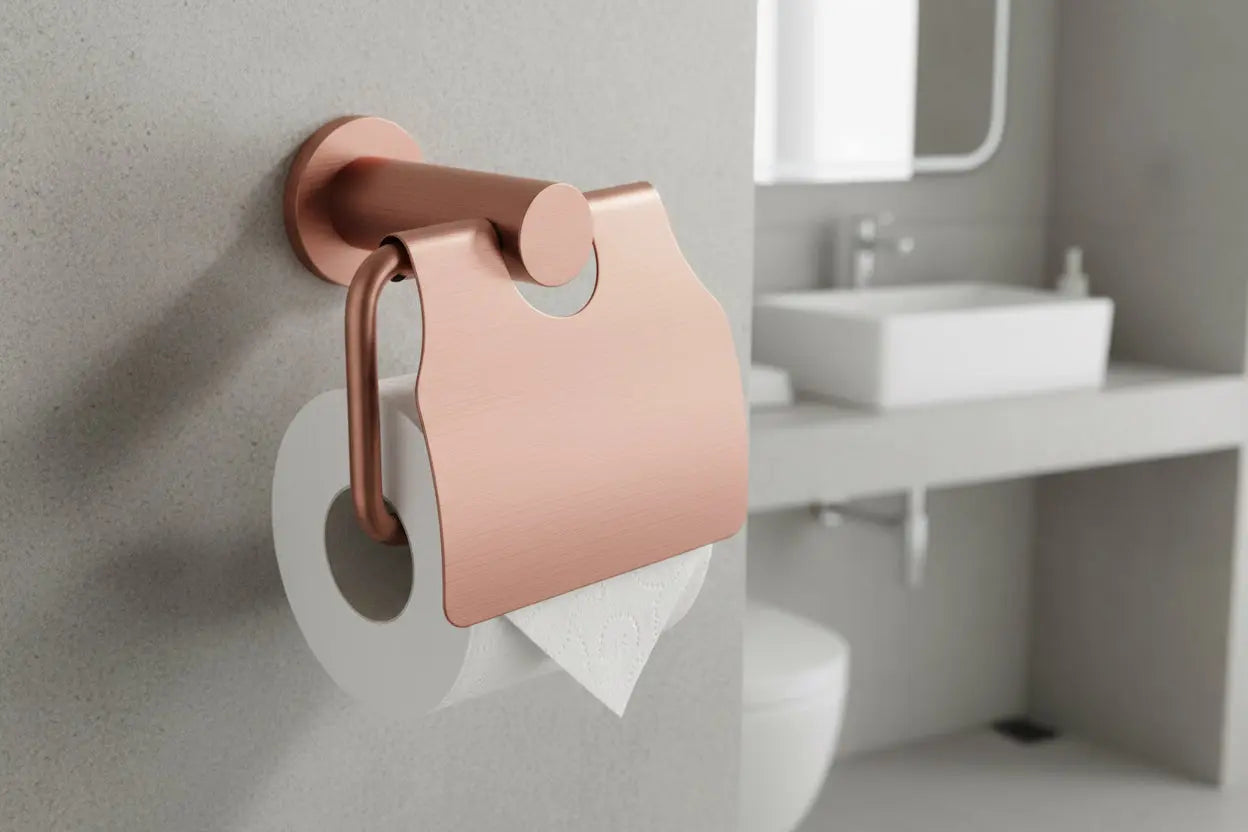 SaniSupreme Aloni Toiletrolhouder met klep RVS Geborsteld Koper