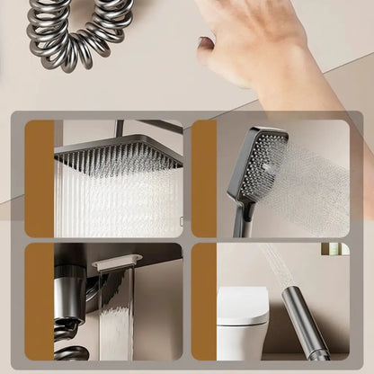 SaniSupreme AquaSense LCD Thermostatisch opbouw doucheset 4-weg systeem 31 x 25 cm. regendouche gunmetal_4
