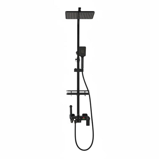 SaniSupreme Kentucky LCD Thermostatisch opbouw regendoucheset 19 x 29 cm. mat zwart vierkant