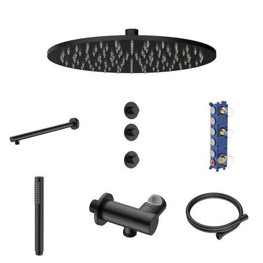 SaniSupreme Lunvero DuoControl 30 Inbouw Regendoucheset Mat Zwart PVD met 2 Stopkranen