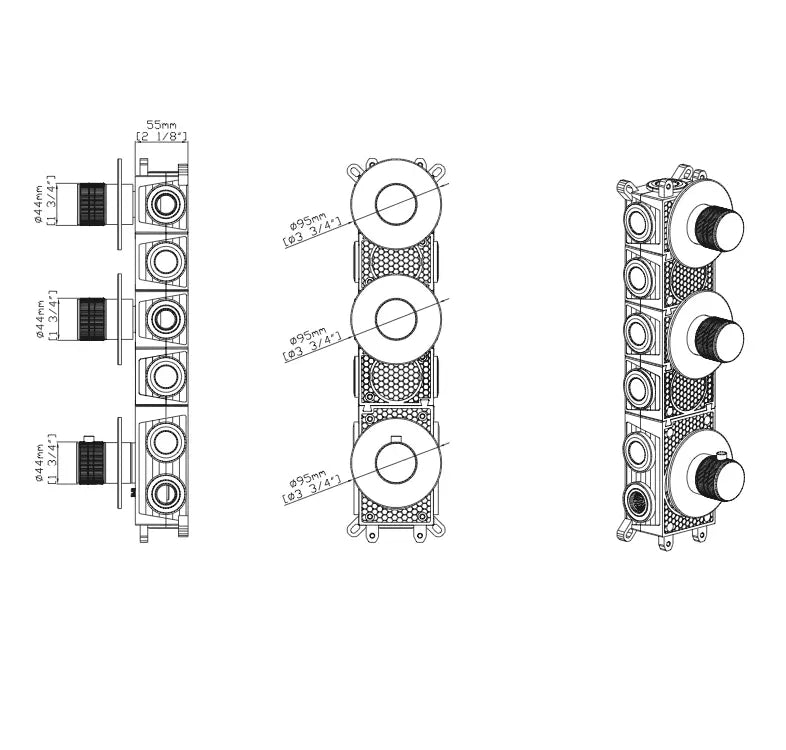SaniSupreme Lunvero DuoControl 30 Inbouw Regendoucheset technische tekening  