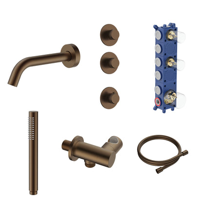 SaniSupreme Lunvero DuoControl Bath Inbouw Badthermostaatset Bruin Brons met 2 Stopkranen