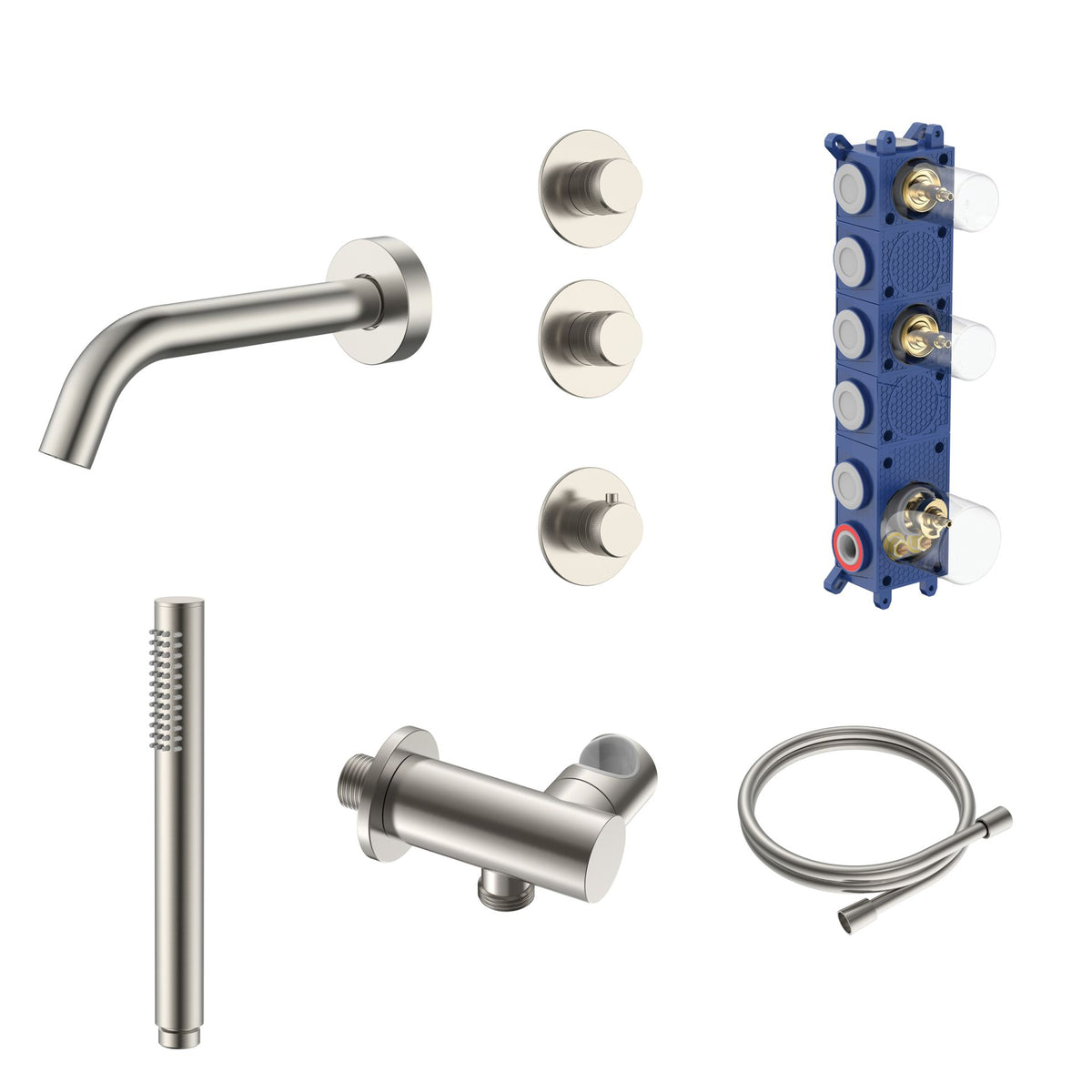 SaniSupreme Lunvero DuoControl Bath Inbouw Badthermostaatset Geborsteld RVS met 2 Stopkranen