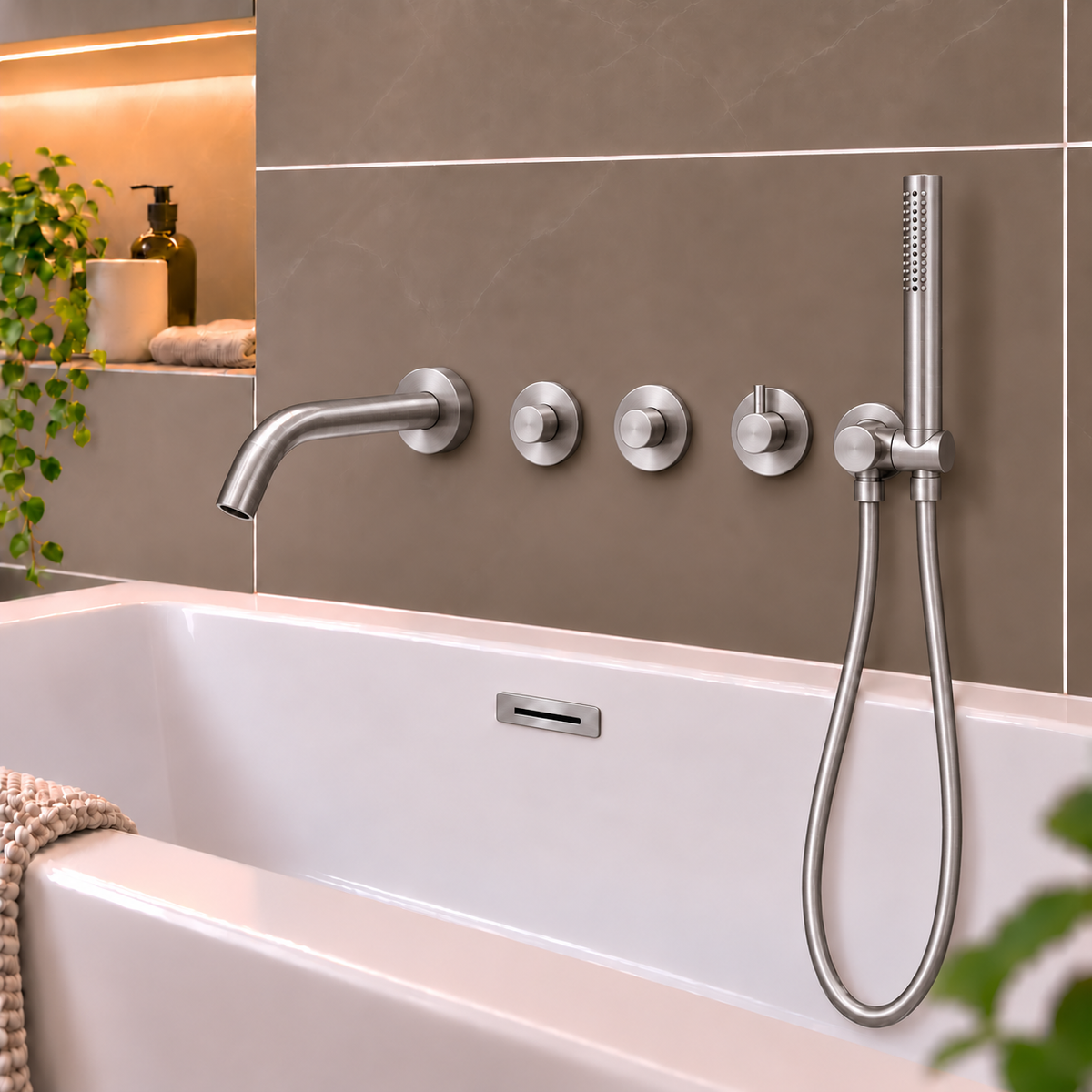 SaniSupreme Lunvero DuoControl Bath Inbouw Badthermostaatset Geborsteld RVS met 2 Stopkranen preview2