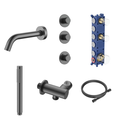 SaniSupreme Lunvero DuoControl Bath Inbouw Badthermostaatset Gunmetal met 2 Stopkranen