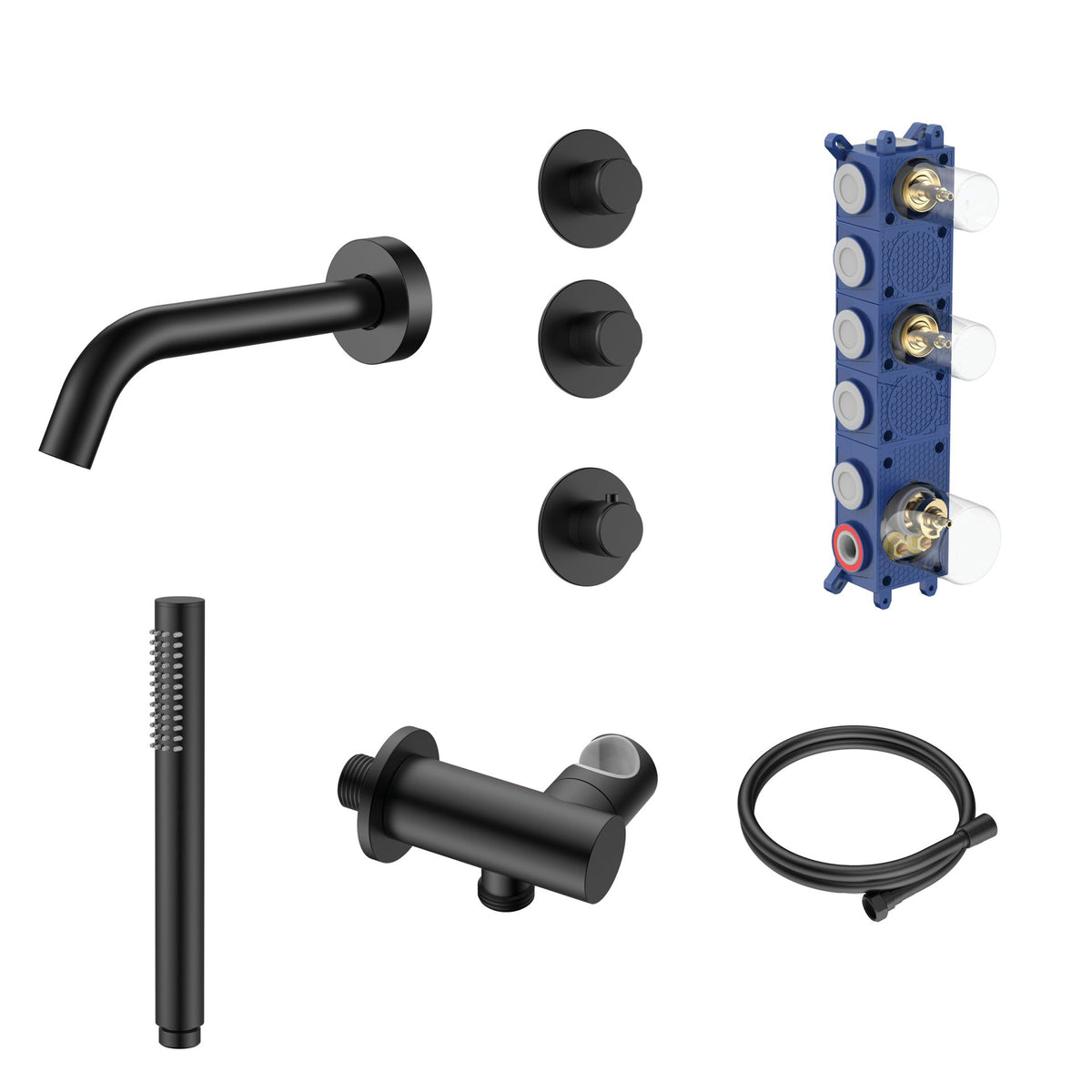 SaniSupreme Lunvero DuoControl Bath Inbouw Badthermostaatset Mat Zwart met 2 Stopkranen