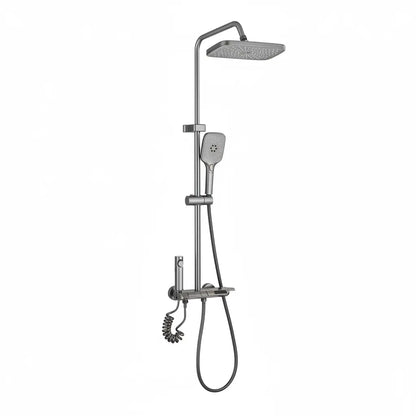 SaniSupreme Montana Premium opbouw baddoucheset 4-weg met baduitloop en bidet regendouche 28x18 cm Gunmetal grijs