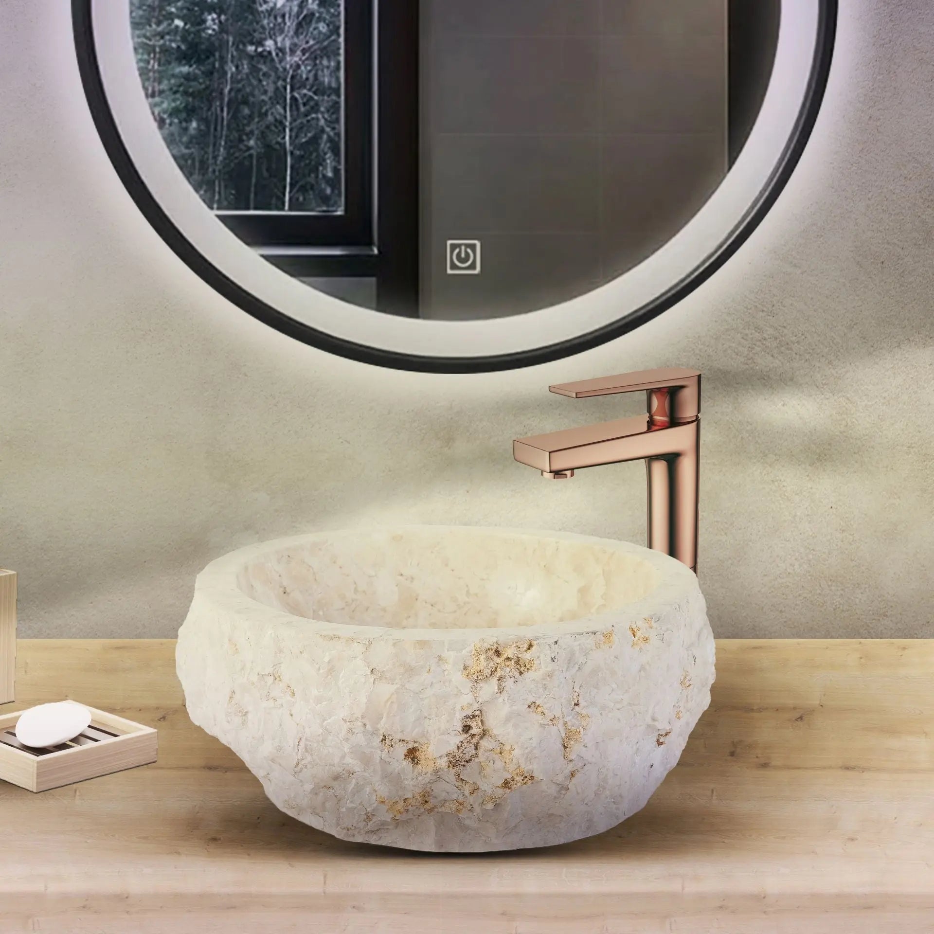 SaniSupreme TerraForma Crème Marble waskom 30-35x15 cm Sanisupreme