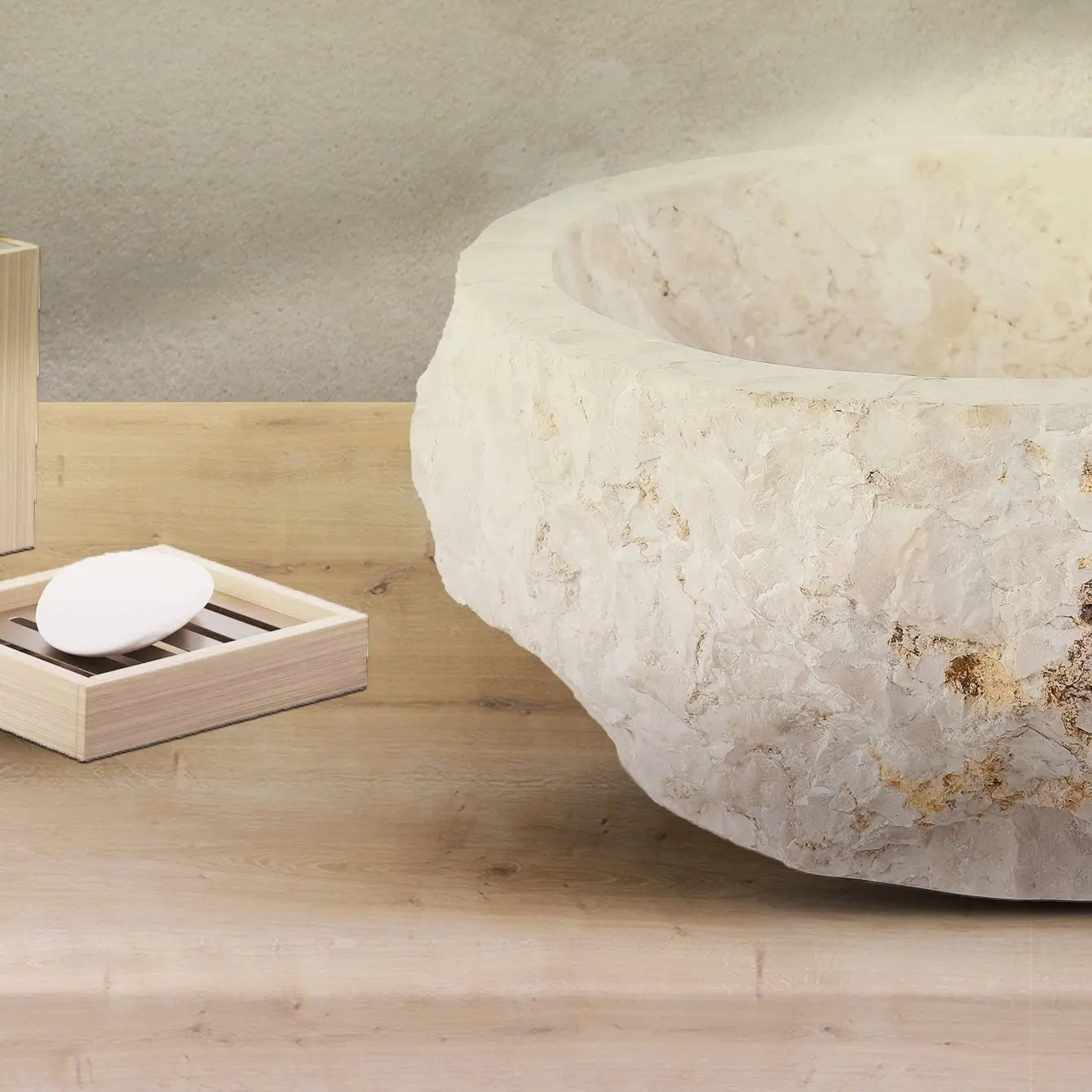 SaniSupreme TerraForma Crème Marble waskom 30-35x15 cm Sanisupreme