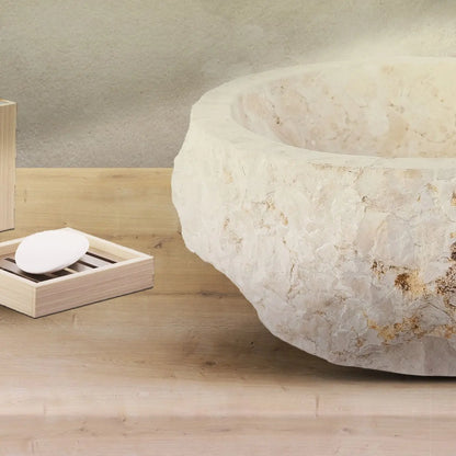 SaniSupreme TerraForma Crème Marble waskom 30-35x15 cm Sanisupreme