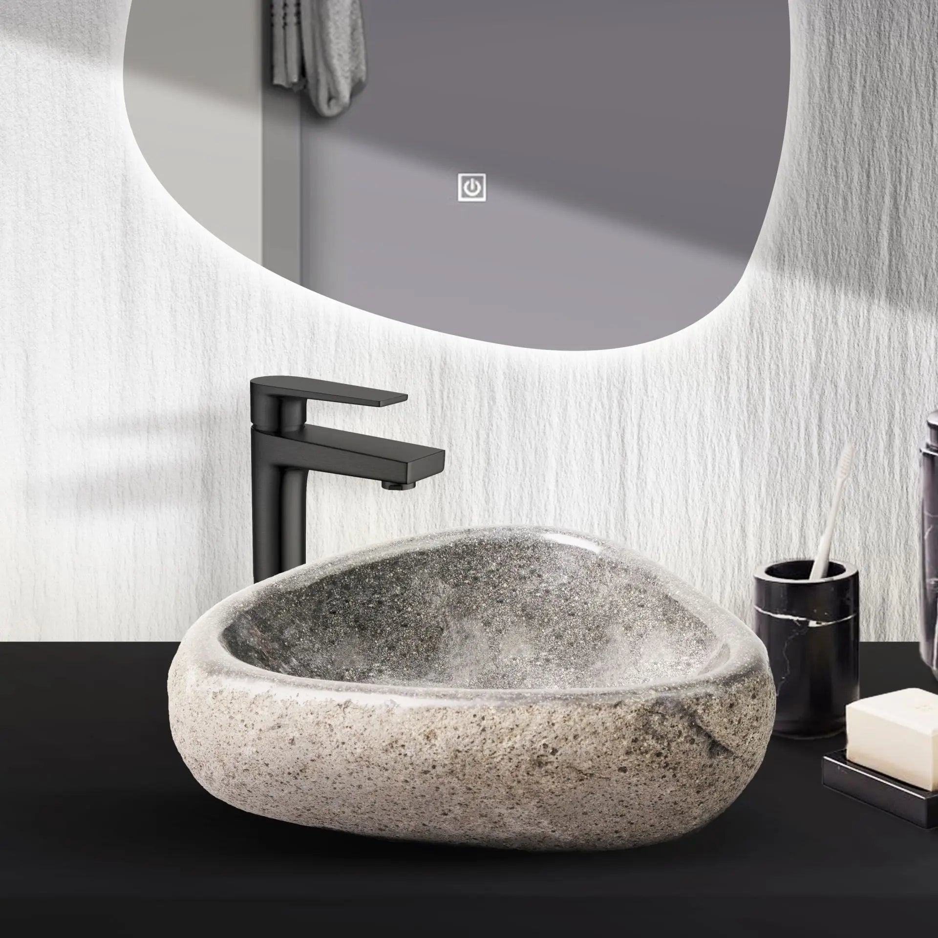 SaniSupreme TerraForma Riverstone waskom 30-35x15x1,5cm