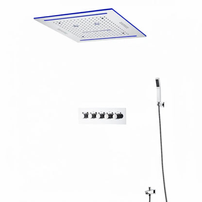 SaniSupreme® ThermePlus Quadro Chroom Plafond Thermostatische Doucheset 4 weg LED Chroom Sanisupreme