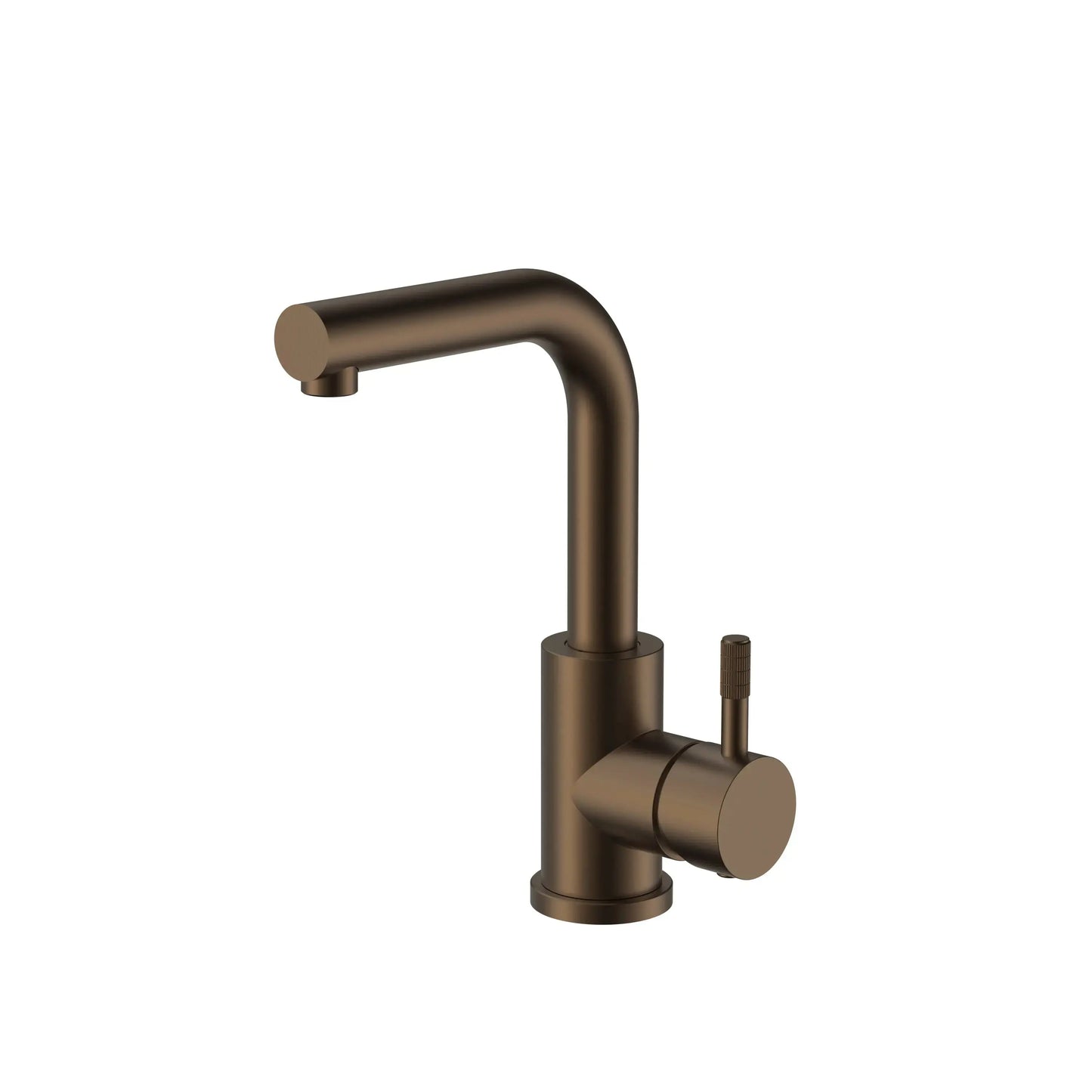SaniSupreme Wastafelkraan Stria Bruin Brons PVD-Coating Cold-start met draaibare rechte uitloop