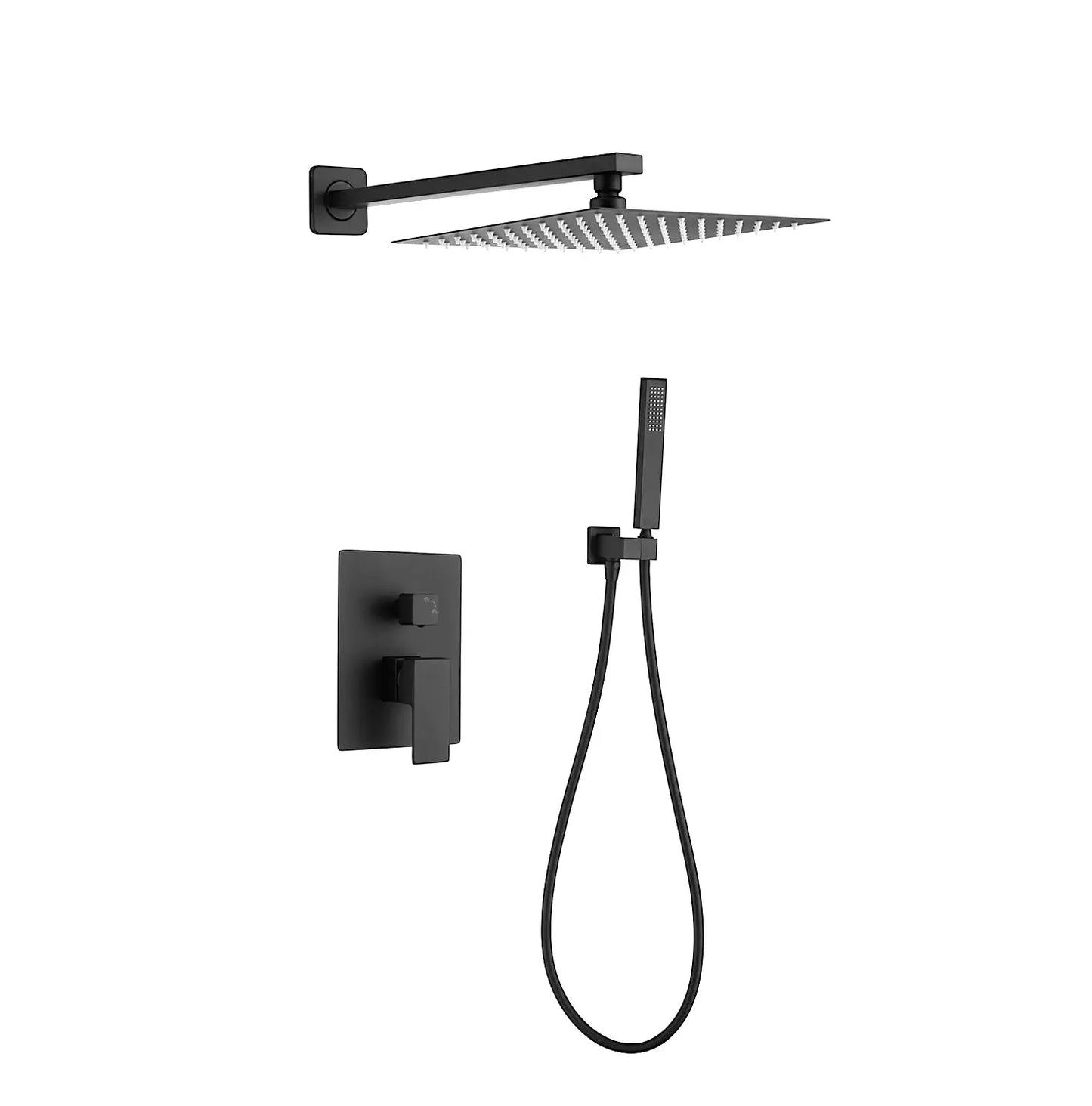 SaniSupreme Doucheset Costa Rica 20 cm. regendouche vierkant 2-weg zwart inbouw Sanisupreme