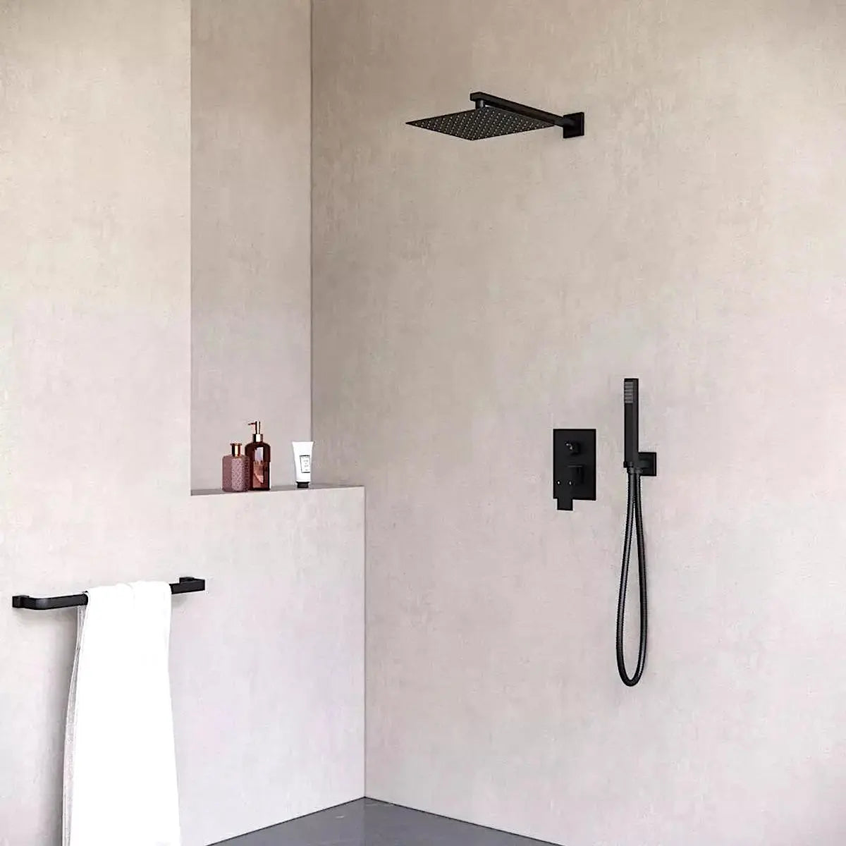 SaniSupreme Doucheset Costa Rica 20 cm. regendouche vierkant 2-weg zwart inbouw Sanisupreme