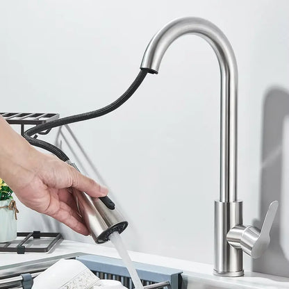 SaniSupreme thermostatische keukenkraan uittrekbaar Bologna gebogen RVS Sanisupreme