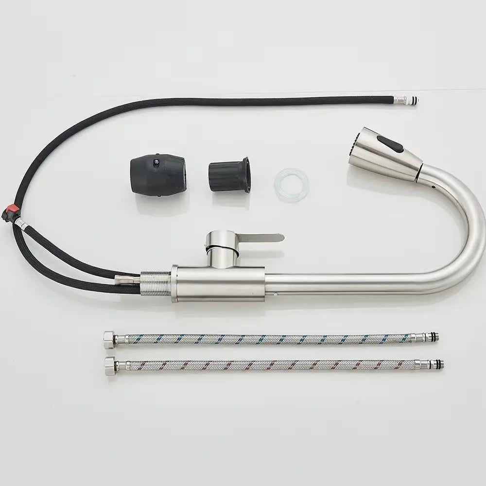 SaniSupreme thermostatische keukenkraan uittrekbaar Bologna gebogen RVS Sanisupreme