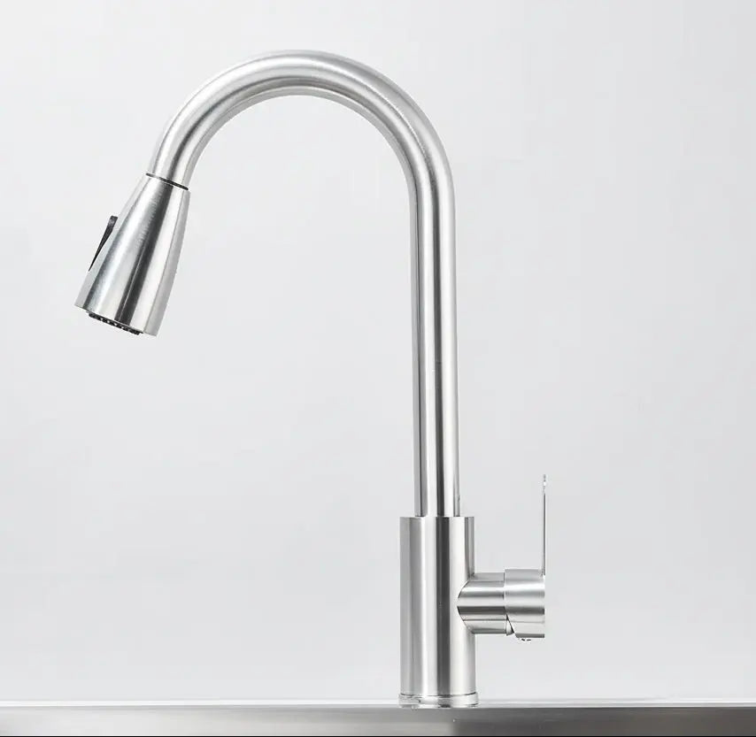 SaniSupreme thermostatische keukenkraan uittrekbaar Bologna gebogen RVS Sanisupreme