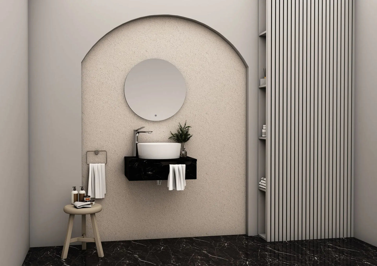 Felix Onderkast Met Handdoekuistparing (60cm) - Zwart Marmer SaniSupreme