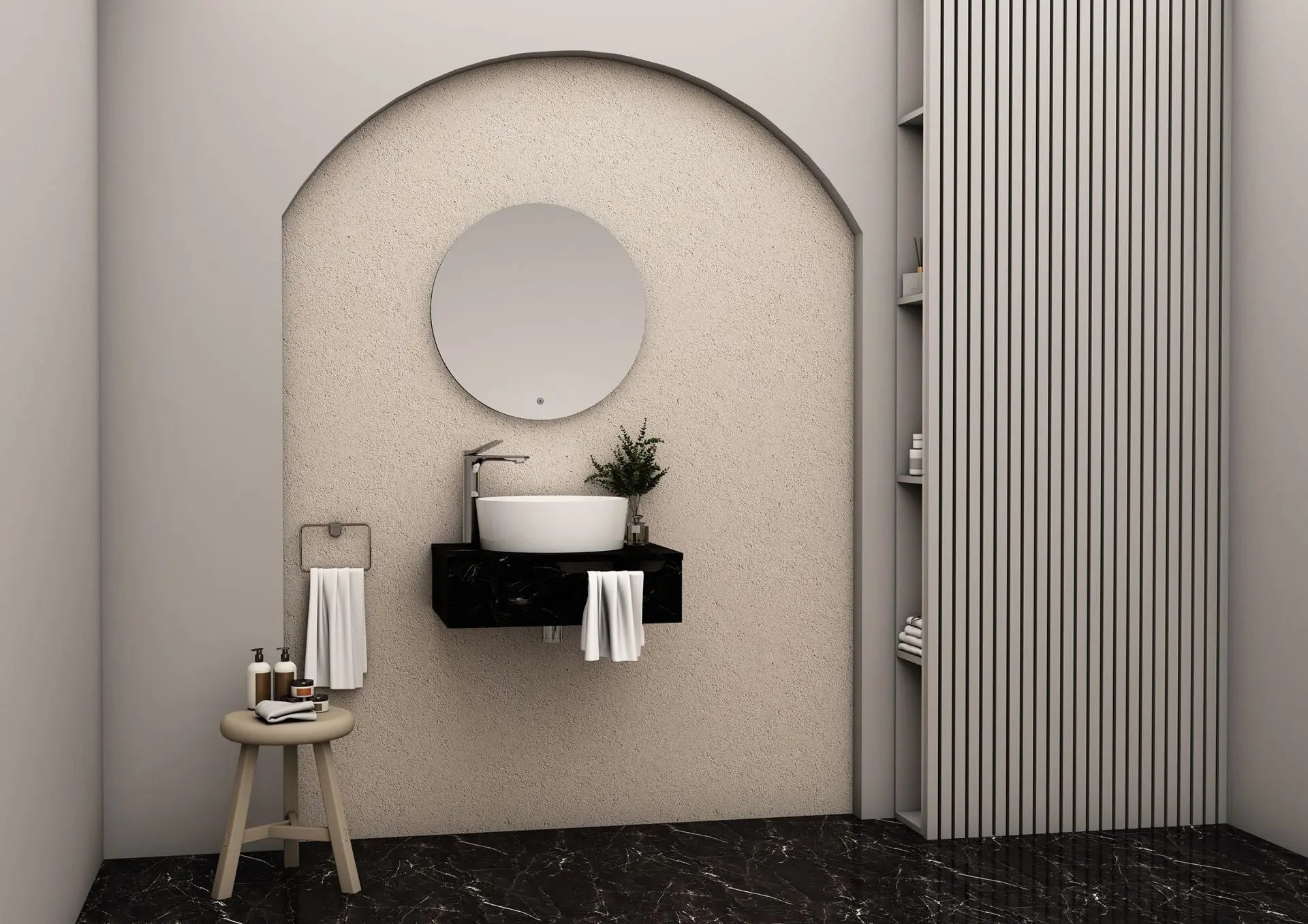 Felix Onderkast Met Handdoekuistparing (60cm) - Zwart Marmer SaniSupreme