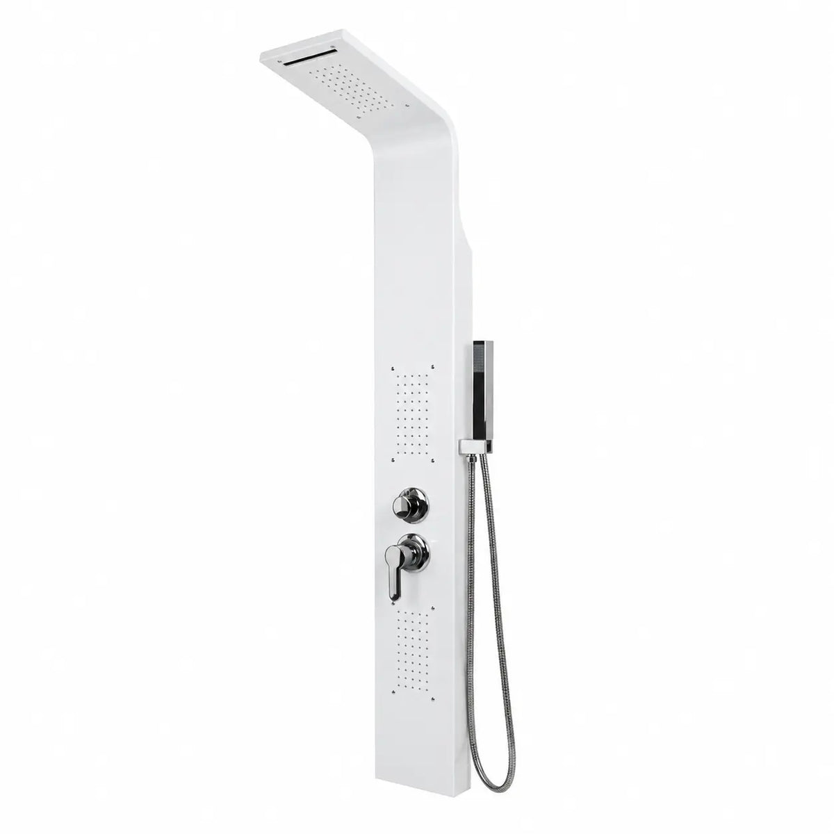 SaniSupreme Verio Douchepaneel Mat Wit met Regendouche, Waterval, Massagejets, 3-Standen Handdouche en Baduitloop 20x7x140 cm SaniSupreme