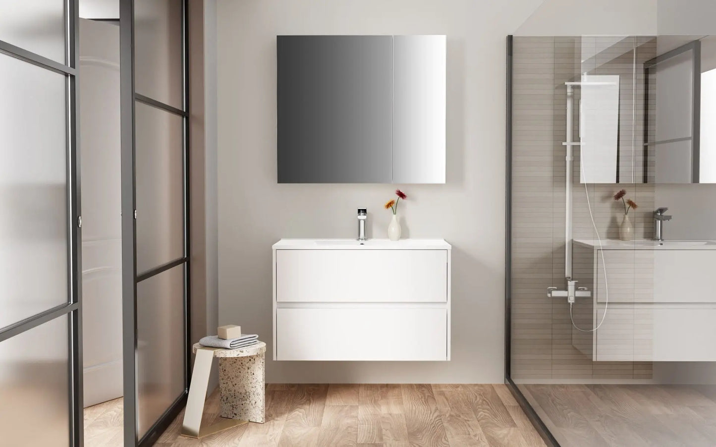 Sanisupreme Hayat spiegelkast 80X70X15cm Glanzend Wit SaniSupreme