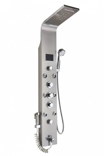 Tweedekans! Douchepaneel Opbouwdouche SaniSupreme® Sicilie met hand- en voetendouche LCD Premium rvs brushed TK3 Sanisupreme