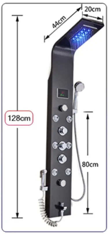 TWEEDEKANS! Douchepaneel Opbouwdouche SaniSupreme® Sicilie met hand- en voetendouche LCD Premium zilver TK3 Sanisupreme