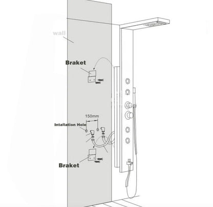 Tweedekans! Douchepaneel Opbouwdouche SaniSupreme® Sicilie met hand- en voetendouche LCD Premium rvs brushed TK3 Sanisupreme