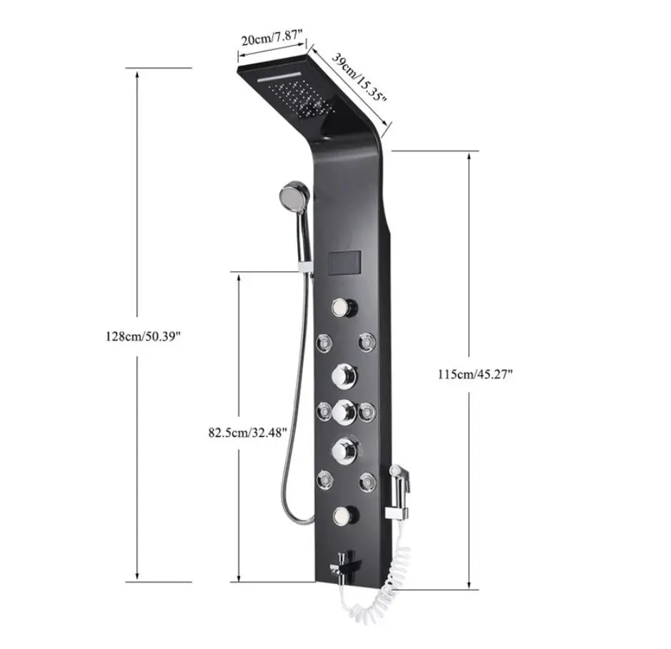 Tweedekans! Douchepaneel Opbouwdouche SaniSupreme® Sicilie met hand- en voetendouche LCD Premium rvs brushed TK3 Sanisupreme