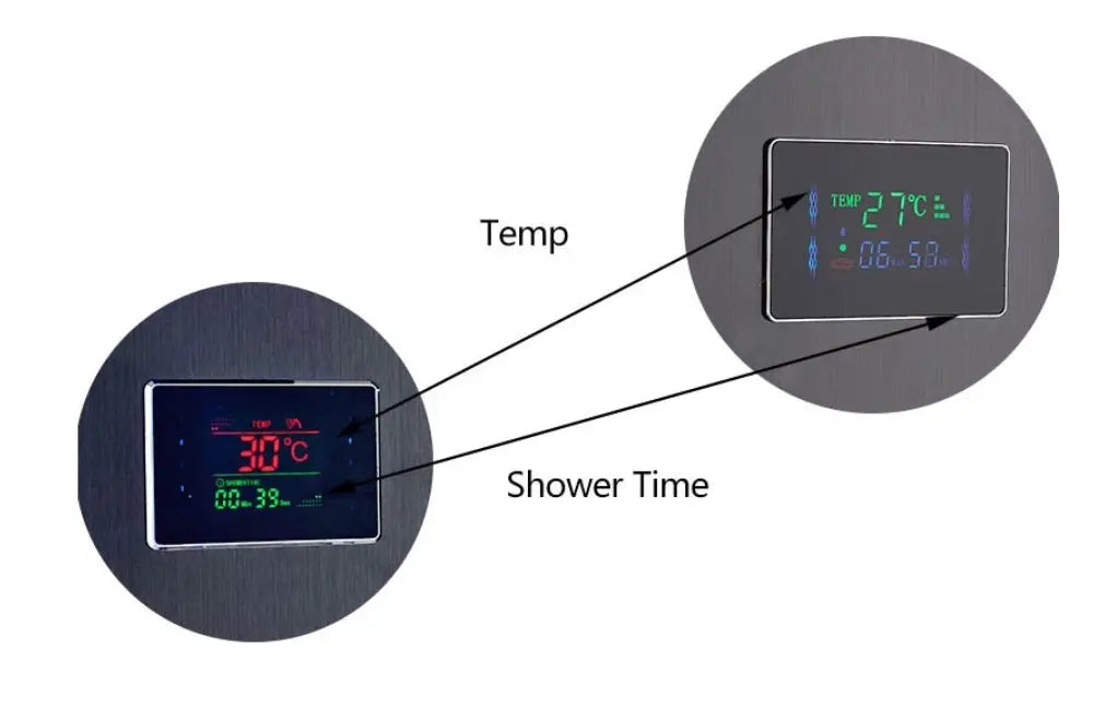 TWEEDEKANS! Douchepaneel Opbouwdouche SaniSupreme® Sicilie met hand- en voetendouche LCD Premium zilver TK3 Sanisupreme
