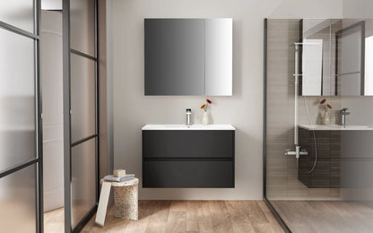 Sanisupreme Hayat spiegelkast 80X70X15cm Mat Zwart SaniSupreme