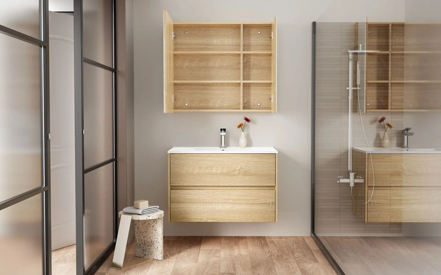 Sanisupreme Hayat spiegelkast 80X70X15cm Eik SaniSupreme