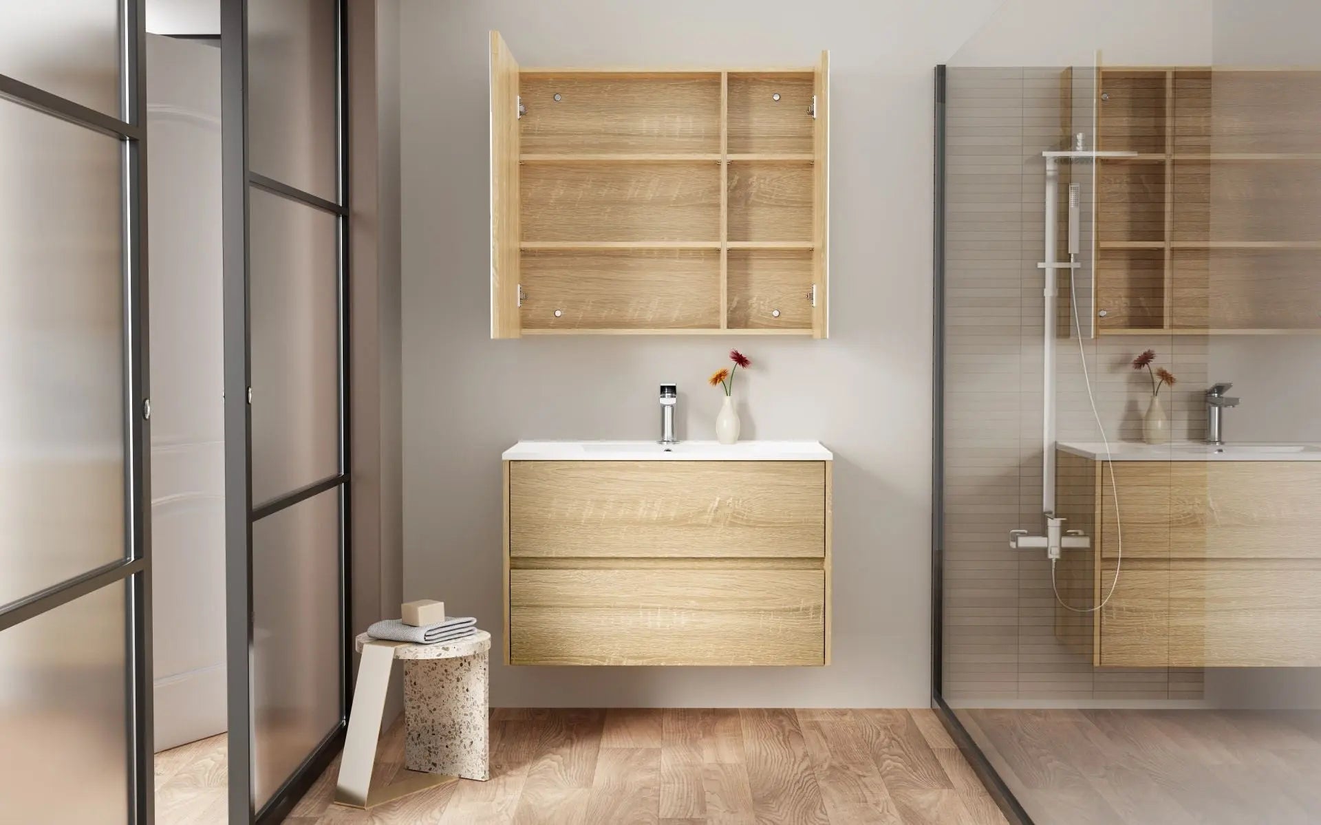 Sanisupreme Hayat spiegelkast 80X70X15cm Eik SaniSupreme