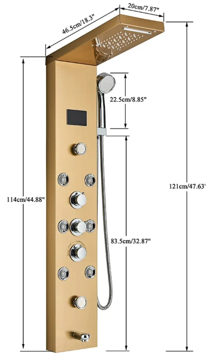 TWEEDEKANS! Douchepaneel Opbouwdouche SaniSupreme® Sicilie met hand- en voetendouche LCD Premium zilver TK3 Sanisupreme