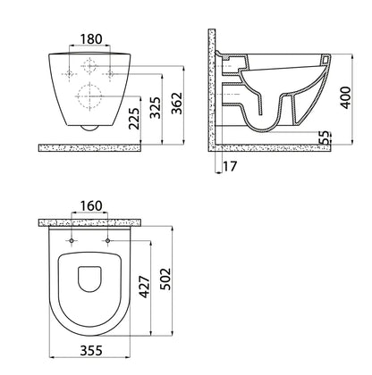 Hangtoilet Porto Glanzend Wit met bidetfunctie modern design en extra hygiëne SaniSupreme SaniSupreme