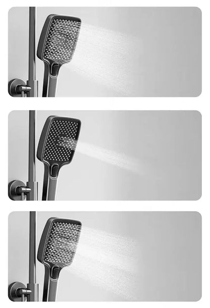 SaniSupreme AquaFlow LCD Thermostatisch opbouw doucheset 4-weg systeem 31 x 25 cm. regendouche gunmetal Sanisupreme