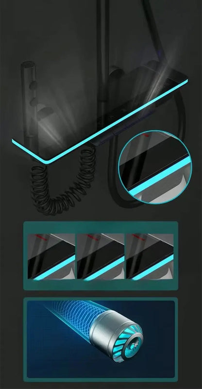 SaniSupreme AquaFlow LCD Thermostatisch opbouw doucheset 4-weg systeem 31 x 25 cm. regendouche gunmetal Sanisupreme