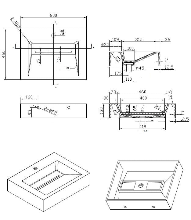 Selvara solid surface wastafel 60 cm mat wit SaniSupreme2