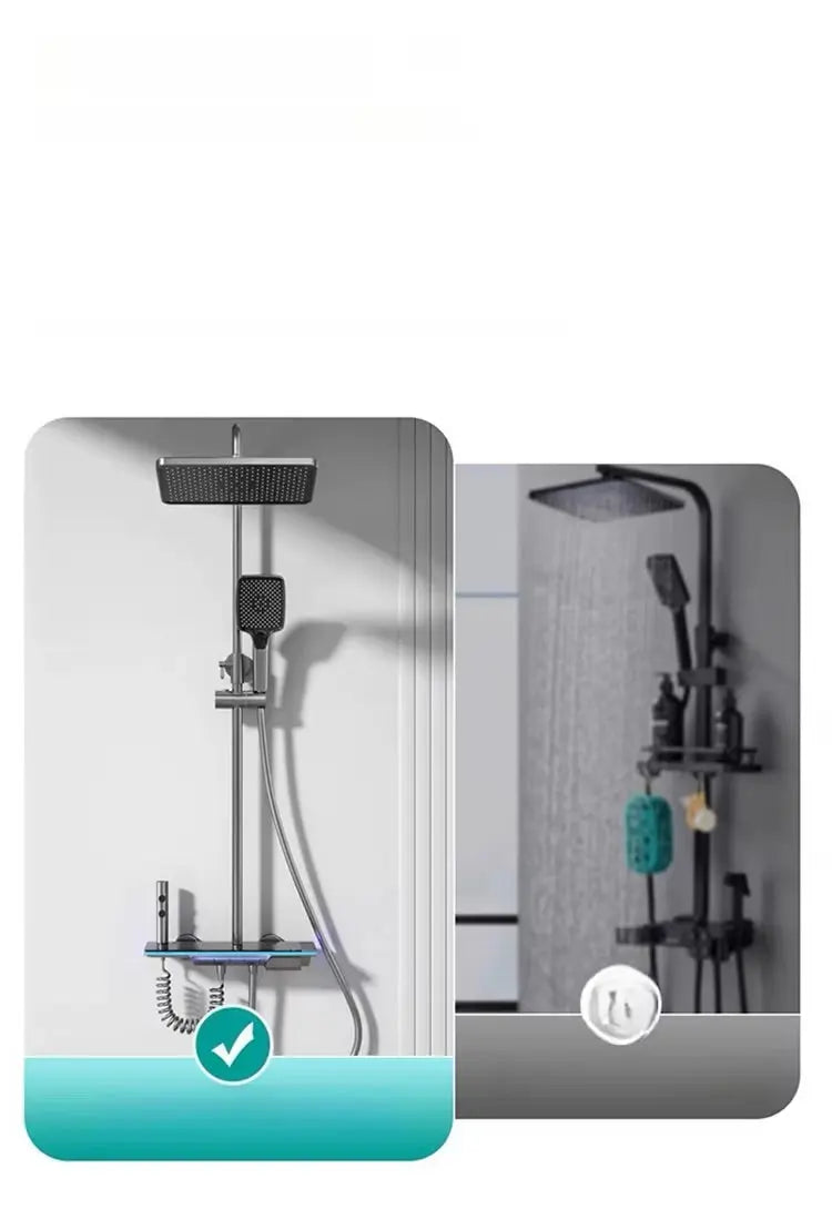 SaniSupreme AquaFlow LCD Thermostatisch opbouw doucheset 4-weg systeem 31 x 25 cm. regendouche gunmetal Sanisupreme