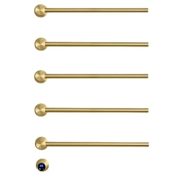 SaniSupreme SlimLine Inbouw Badkamer Elektrische Radiator Handdoekverwarming LCD Geborsteld Goud 5 armen