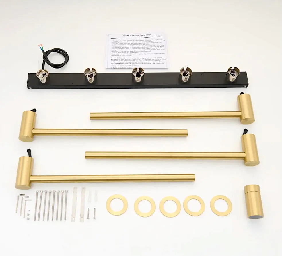 SaniSupreme SlimLine Inbouw Badkamer Elektrische Radiator Handdoekverwarming LCD Geborsteld Goud SaniSupreme