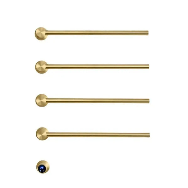 SaniSupreme SlimLine Inbouw Badkamer Elektrische Radiator Handdoekverwarming LCD Geborsteld Goud 4 armen