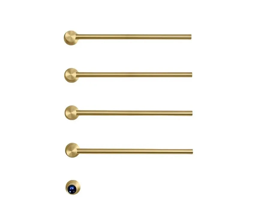 SaniSupreme SlimLine Inbouw Badkamer Elektrische Radiator Handdoekverwarming LCD Geborsteld Goud 4 armen