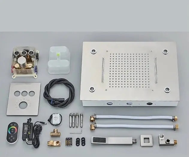 SaniSupreme® SmartPulse La Paz Inbouw plafond Thermostatische Doucheset 3 weg LED RVS Geborsteld Nickel Sanisupreme