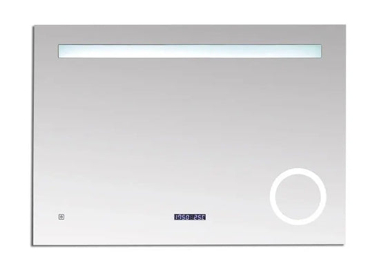 Spiegel Brisa rechthoek met LED verlichting, klok en vergroting 80, 100,120 x70 cm moderne badkamer SaniSupreme