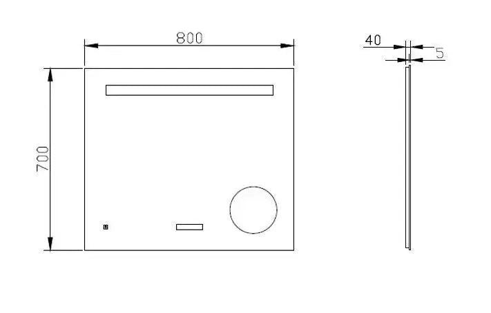 Spiegel Brisa rechthoek met LED verlichting, klok en vergroting 80, 100,120 x70 cm moderne badkamer SaniSupreme