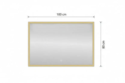 Spiegel Nuvem Mat Goud rechthoek met led verlichting 80x60 of 60, 100, 120 x80 cm moderne badkamer SaniSupreme
