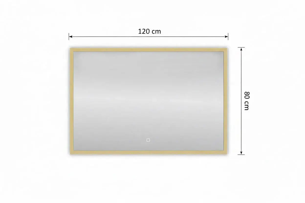 Spiegel Nuvem Mat Goud rechthoek met led verlichting 80x60 of 60, 100, 120 x80 cm moderne badkamer SaniSupreme